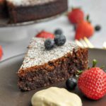 Torta Caprese - flourless Chocolate Cake, with fruit and cream