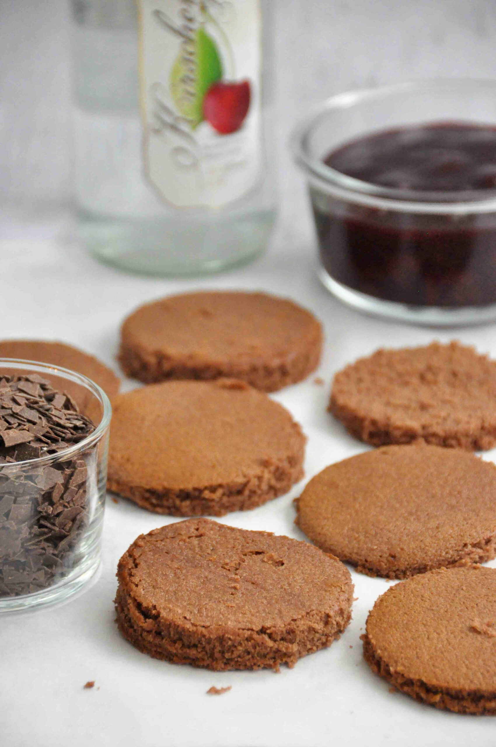 Mini Black Forest Cakes, cake rounds