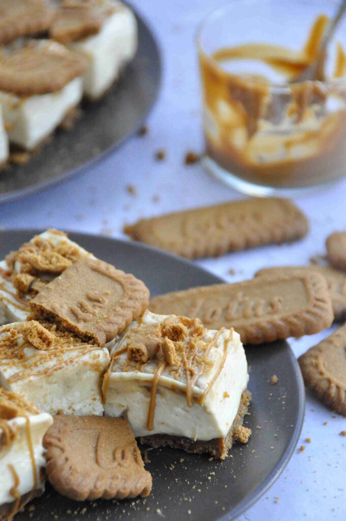 Biscoff Cheesecake Bars, slices and biscuit crumbs