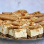 Biscoff Cheesecake Squares, on a plate