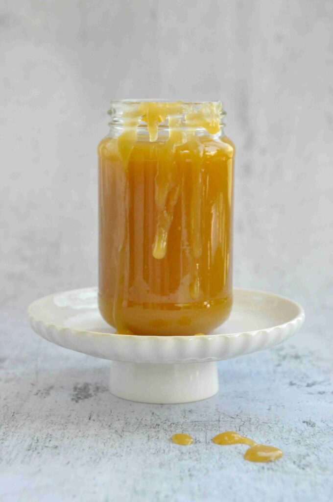 Salted Caramel Sauce in a jar, far away