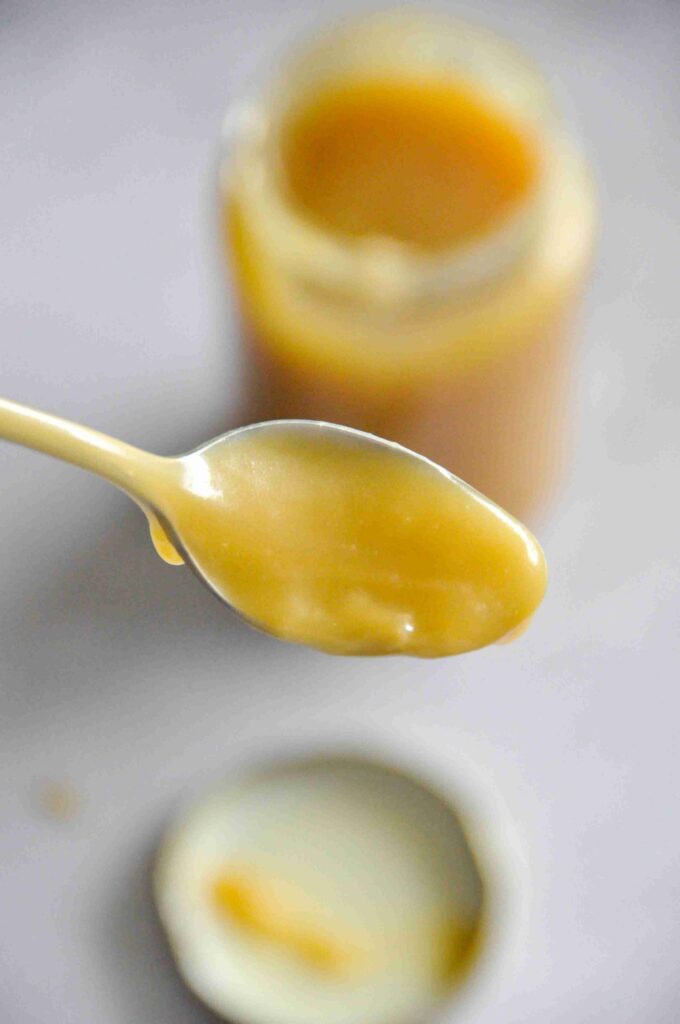 Salted Caramel Sauce, on a spoon