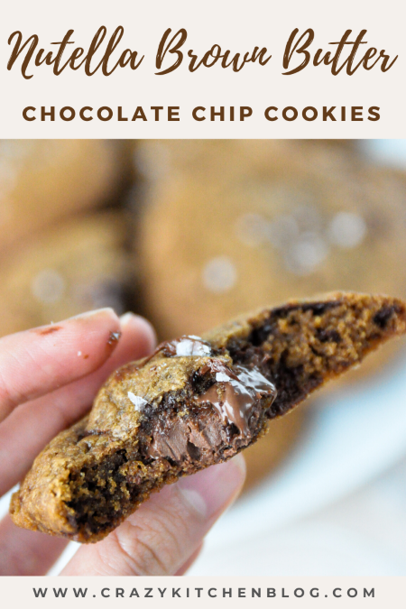 Nutella Brown Butter Chocolate Chip Cookies in a hand