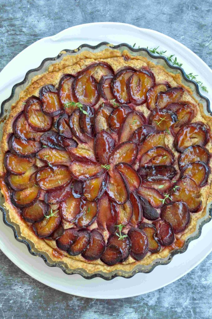 Plum Hazelnut Frangipane Tart, big tart