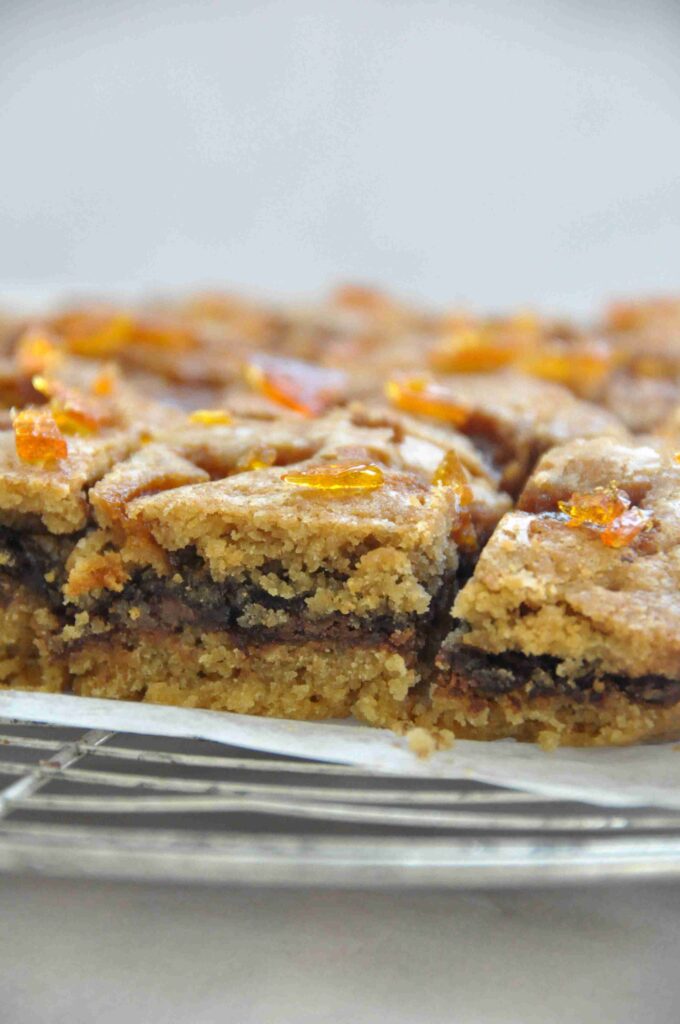Salted Caramel Nutella Blondies, nutella layer visible