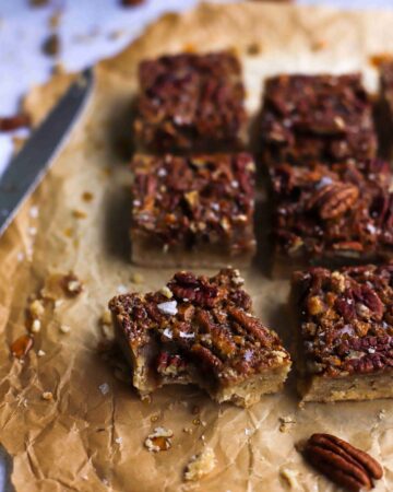 bite missing, up close, Maple Pecan Bars