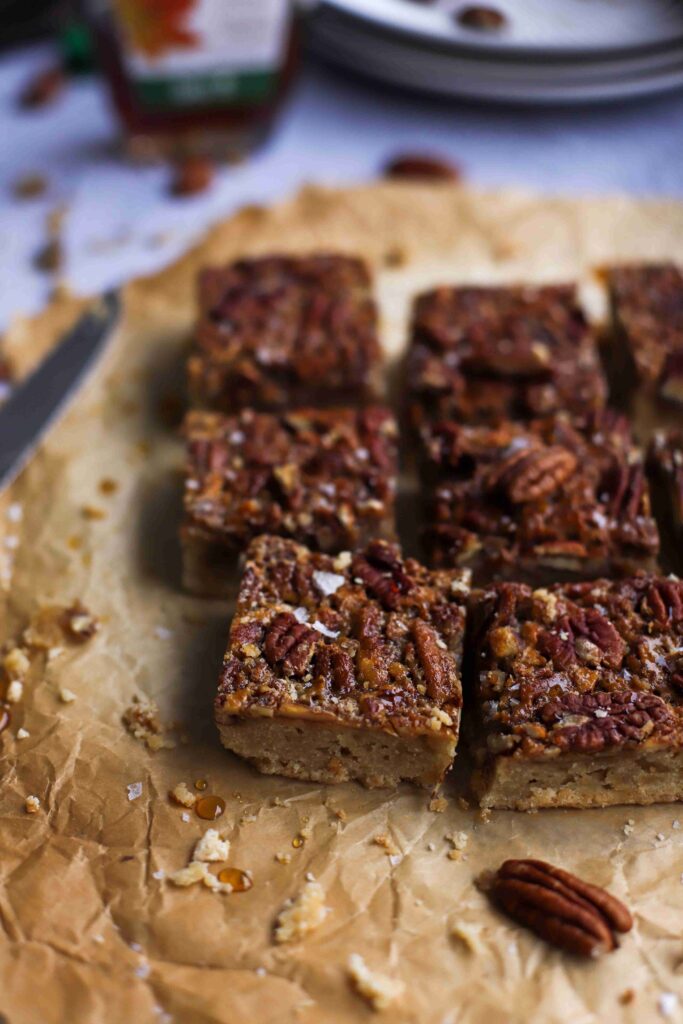 Maple Pecan Bars, in a row