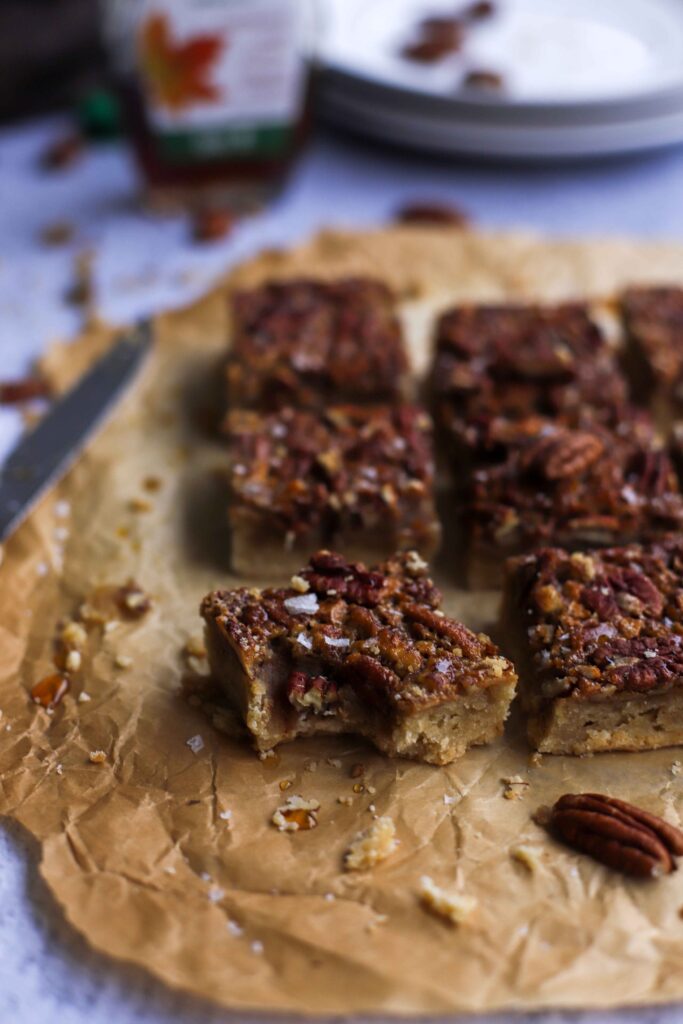 Maple Pecan Bars, with bite missing