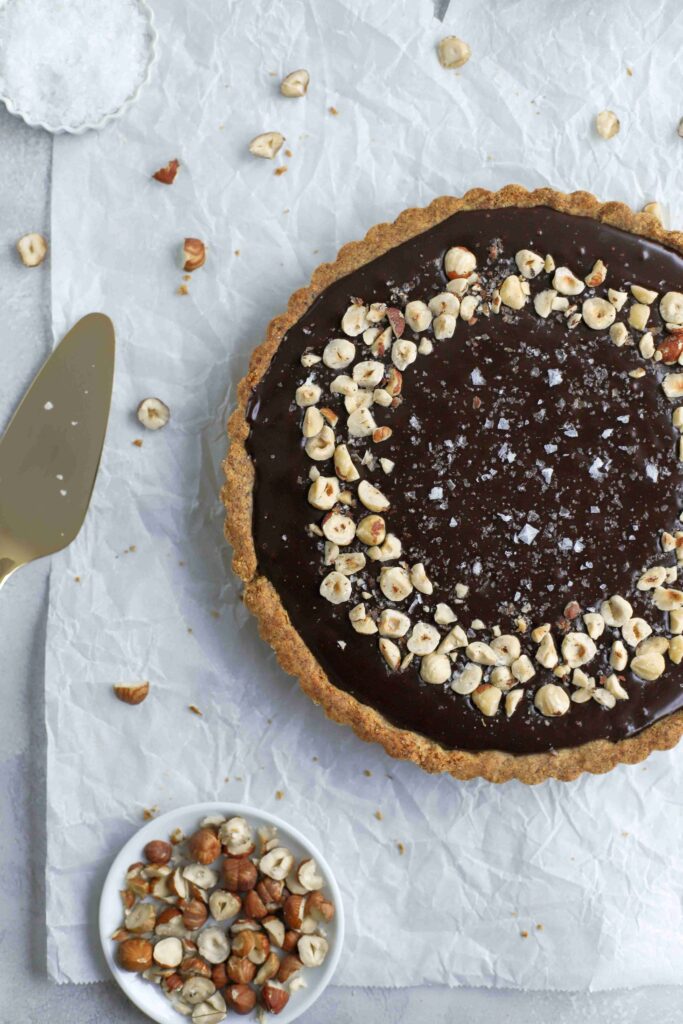 Chocolate Hazelnut Tart top view