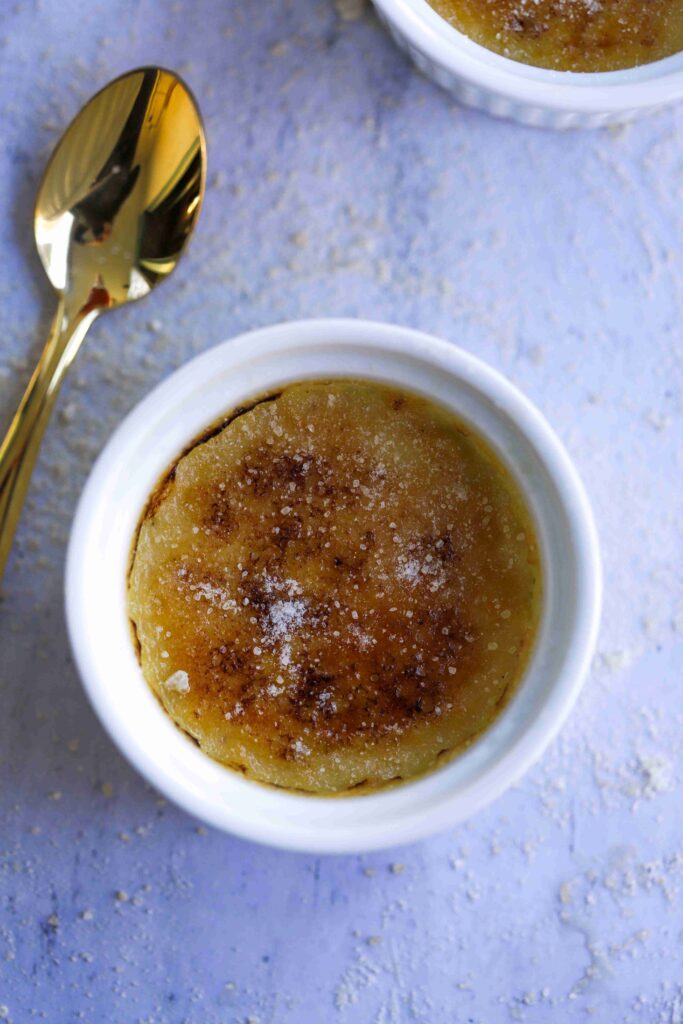 Crème Brûlée with sparkling wine - top view