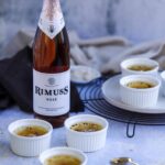 Crème Brûlée with sparkling wine, whole view