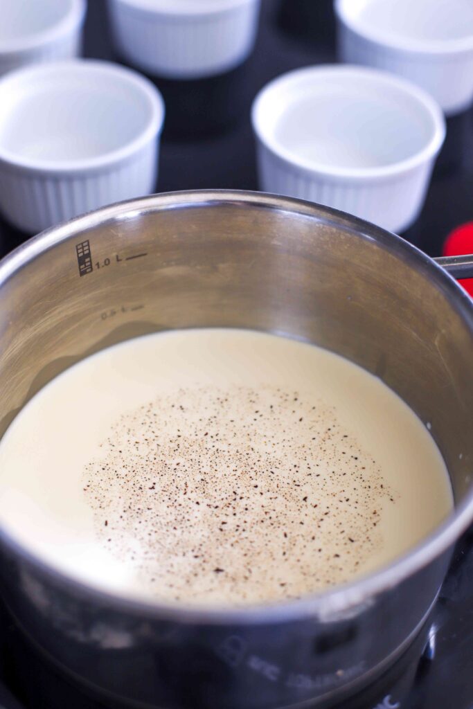 Crème Brûlée - heating the cream