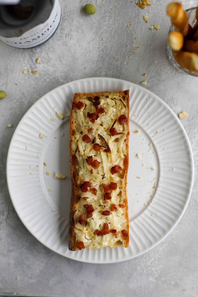 Flammkuchen Baguette Appetizers on a plate