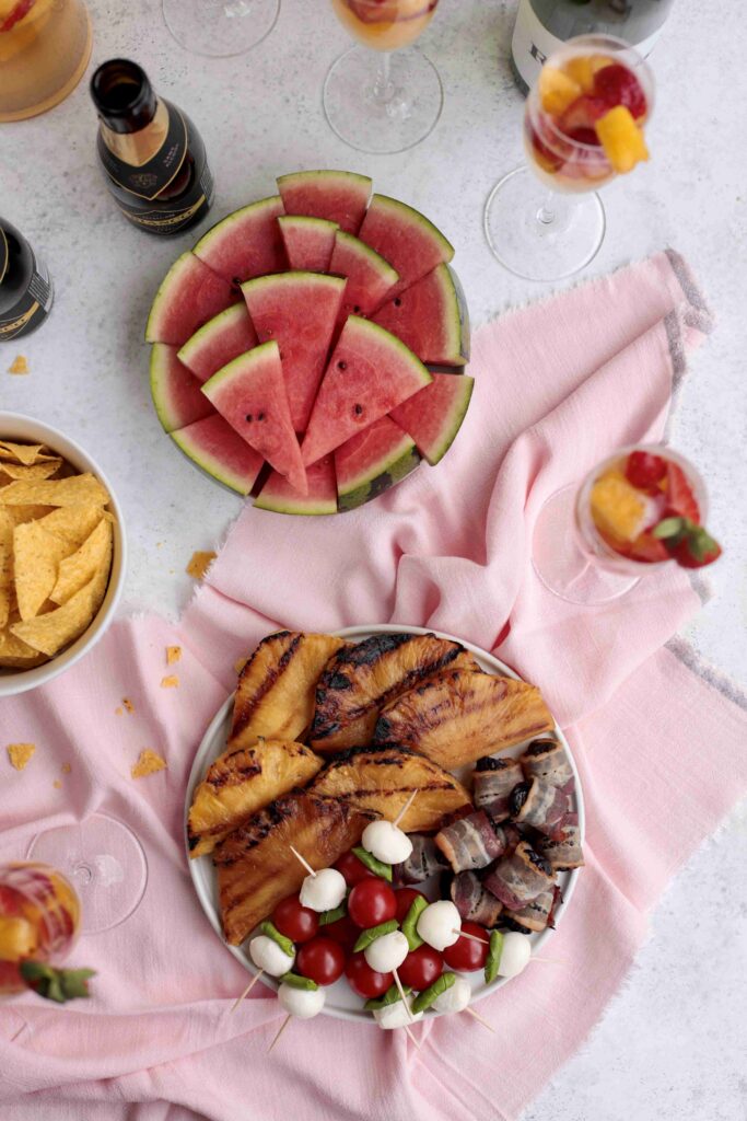 Summer Appetizers, watermelon and grilled pineapple