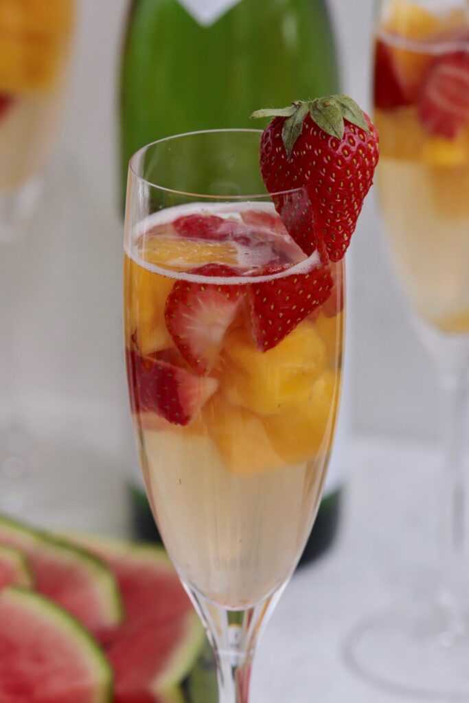 Strawberry Pineapple Cocktail in a glass, closeup