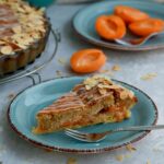 Apricot Frangipane Tart slice on a plate