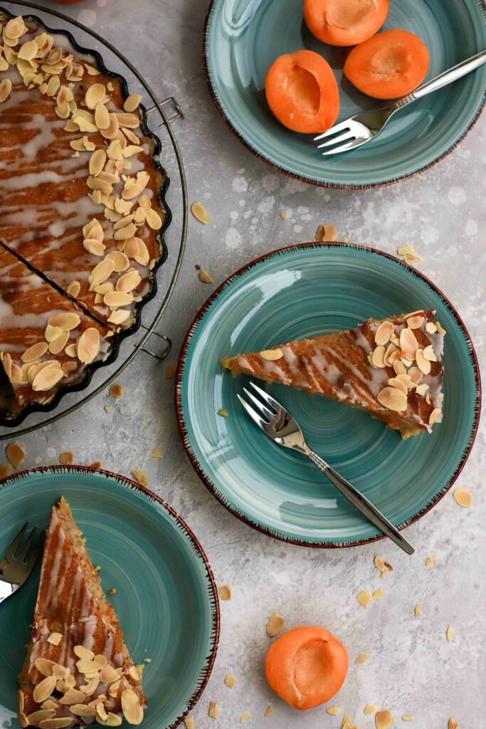 Apricot Frangipane Tart Slices on plates