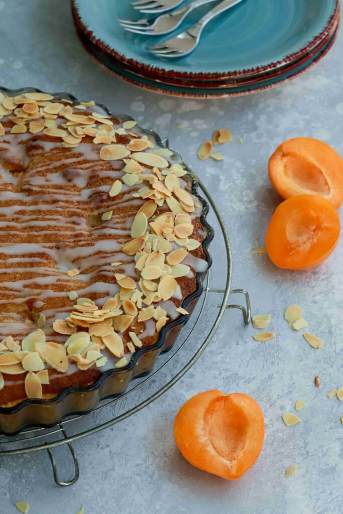 Apricot Frangipane Tart with almonds